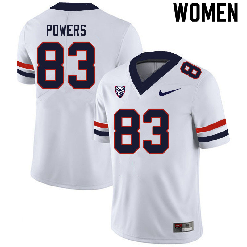 Women #83 Colby Powers Arizona Wildcats College Football Jerseys Sale-White - Click Image to Close